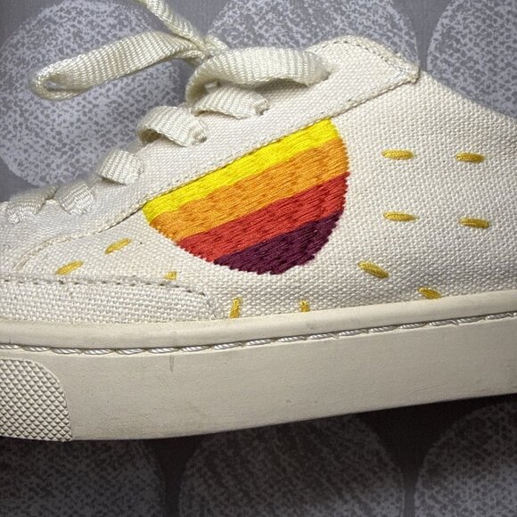 Soludos x Lockhart Embroidery Embroidered Sun Rainbow Sneaker Sz 7 - Picture 6 of 16